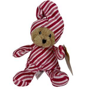 Wee Bears Ganz Candy Cane Striped Plush Bear Hat 8" Red White